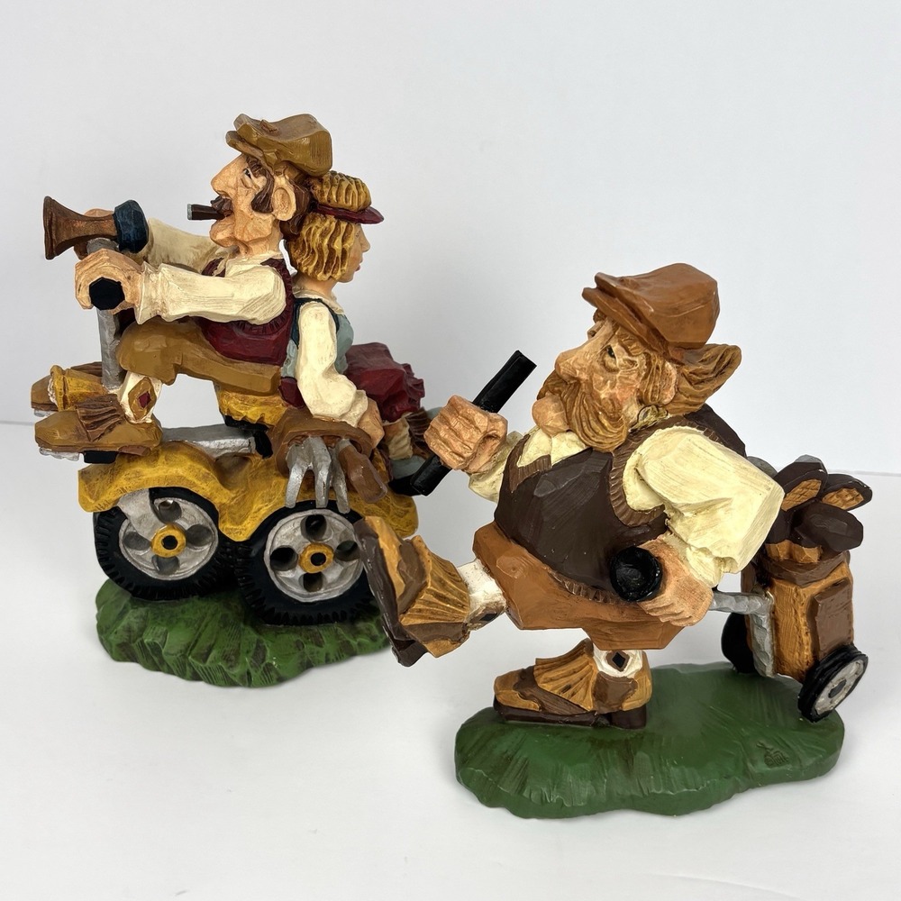 David Frykman Portfolio Golfer & Golf Cart Resin Figurines Set 2 DF4602 DF3074